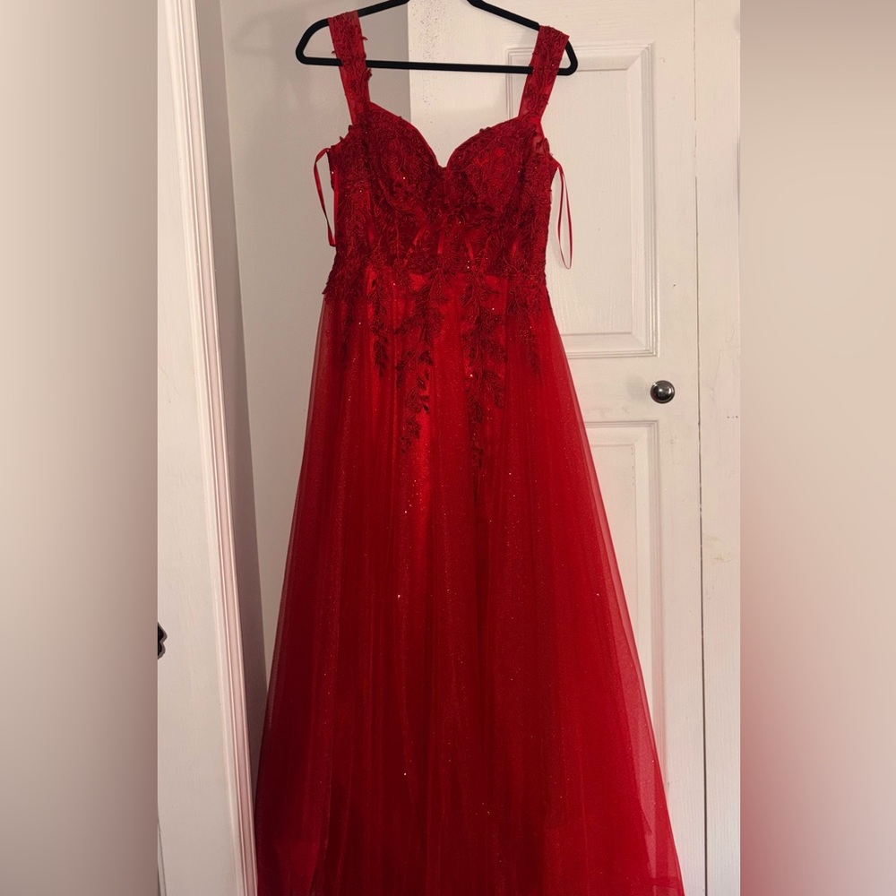 Elegant Red Lace Gown